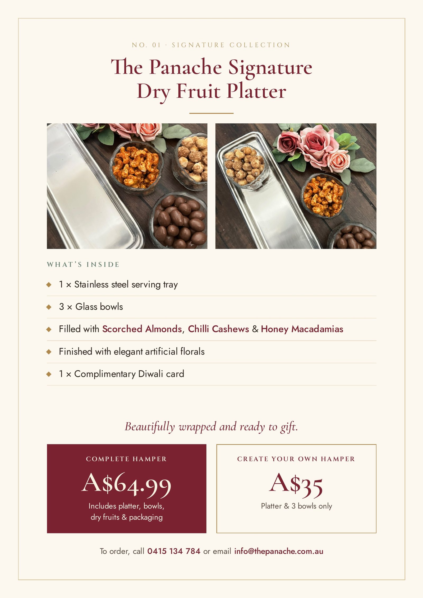 Signature Dry Fruit Platter: contents and prices